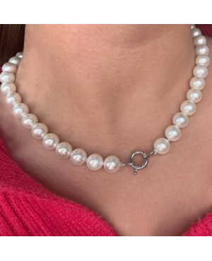 Collar Perlas Shell de 10mm Largo 45cm y Cierre de Plata Ley