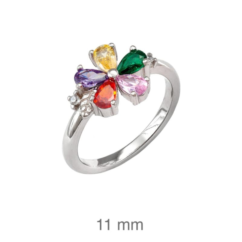 Anillo con Circonitas Multicolores en Plata Ley