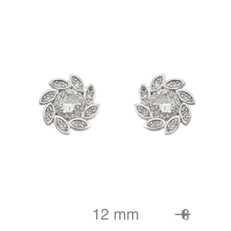 Pendientes Rosetón con Circonitas de Plata Ley