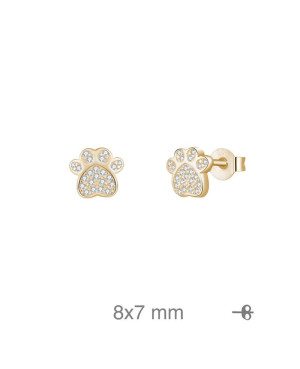 Pendientes Huella con Circonitas en Plata Ley Bañada en Oro