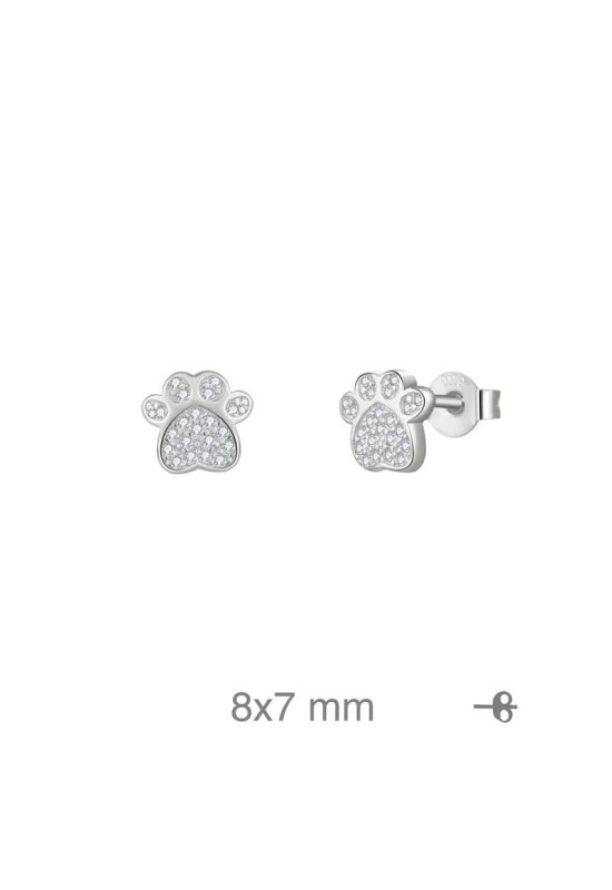 Pendientes Huella con Circonitas en Plata Ley