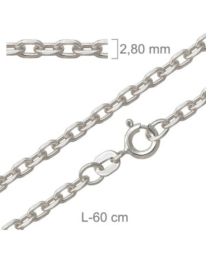 Cadena Forzada y Lapidada de 60cm en Plata Ley con Protección