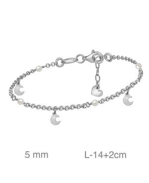 Pulsera de Lunas y Perlas en Plata Ley