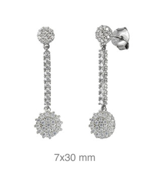 Pendientes Largos con Circonitas en Plata Ley