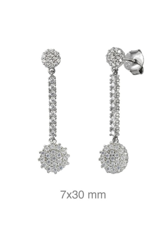 Pendientes Largos con Circonitas en Plata Ley