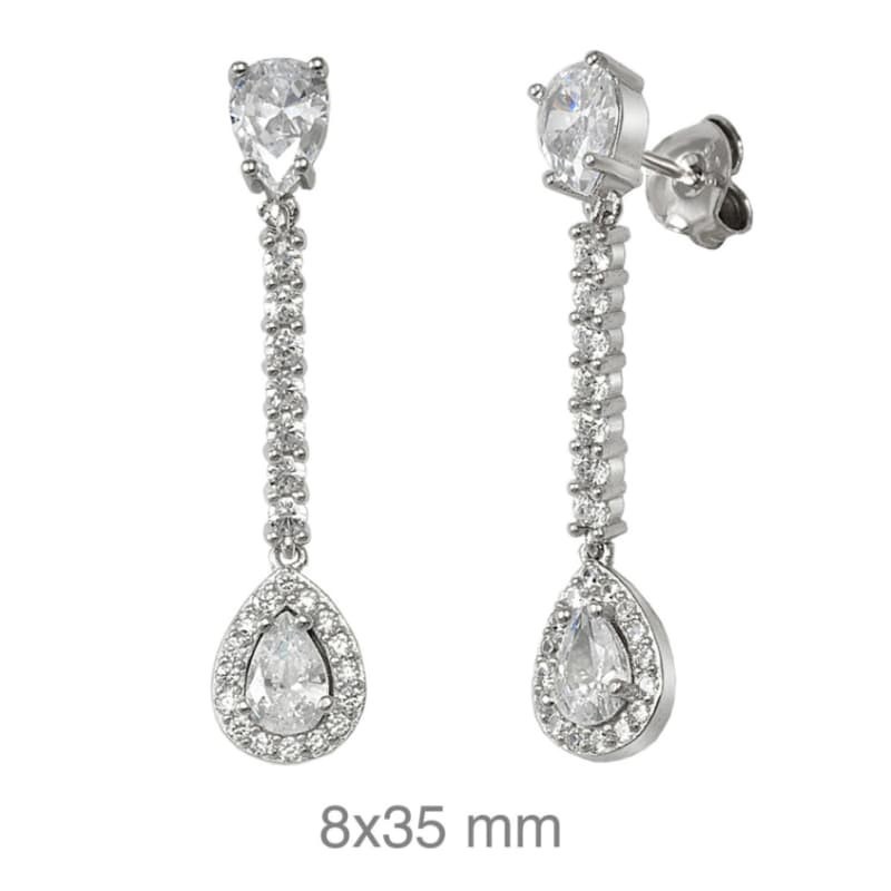 Pendientes Largos con Circonitas en Plata Ley