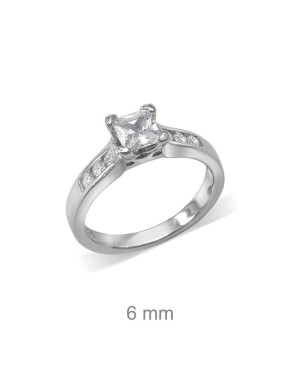 Anillo Compromiso Plata Ley y Circonitas