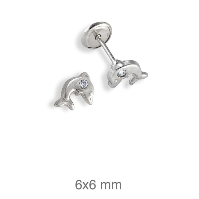 Pendientes Delfín Circonita Rosca Plata Ley