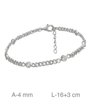 Pulsera Eslabones con Circonitas de Plata Ley