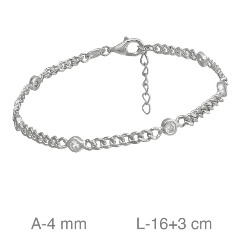 Pulsera Eslabones con Circonitas de Plata Ley
