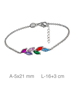 Pulsera  con Circonitas Multicolores de Plata Ley
