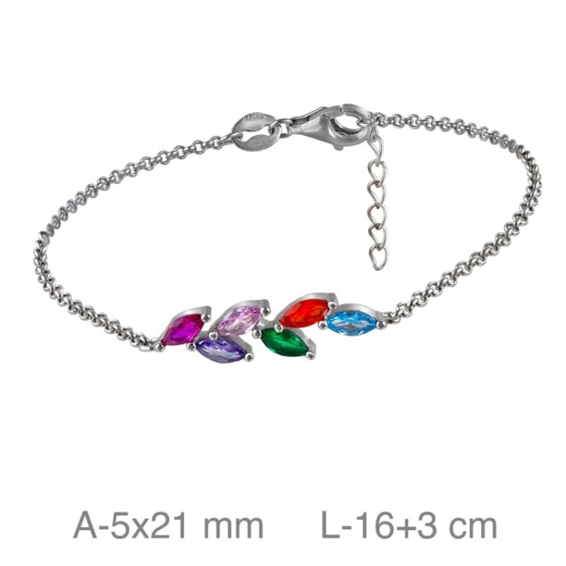 Pulsera  con Circonitas Multicolores de Plata Ley