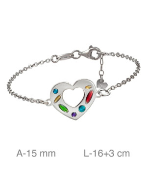 Pulsera Corazón con Esmalte de Plata Ley