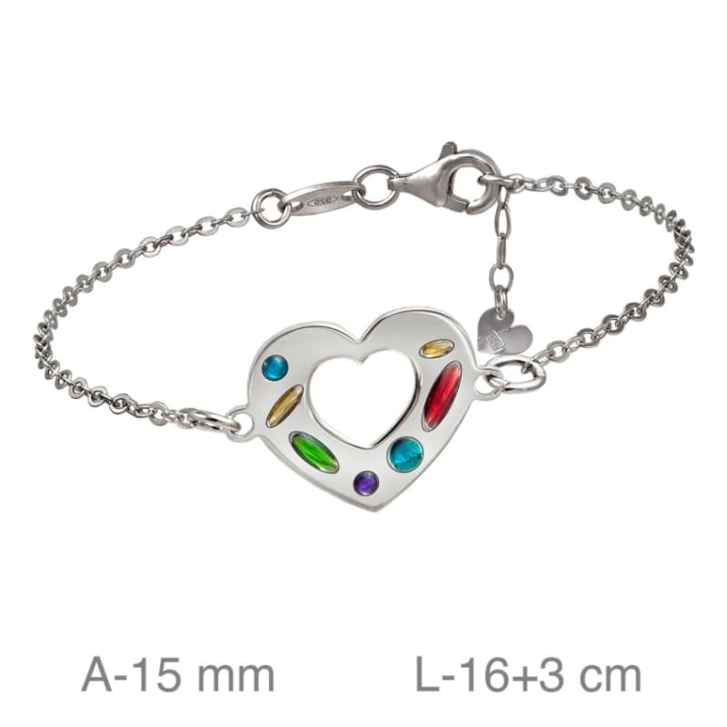 Pulsera Corazón con Esmalte de Plata Ley