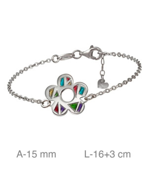 Pulsera Flor con Esmalte de Plata Ley