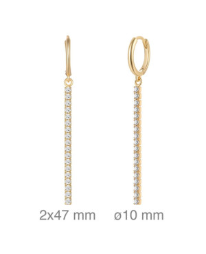 Pendientes Aros con Circonitas Riviere en Plata Ley Bañada en Oro