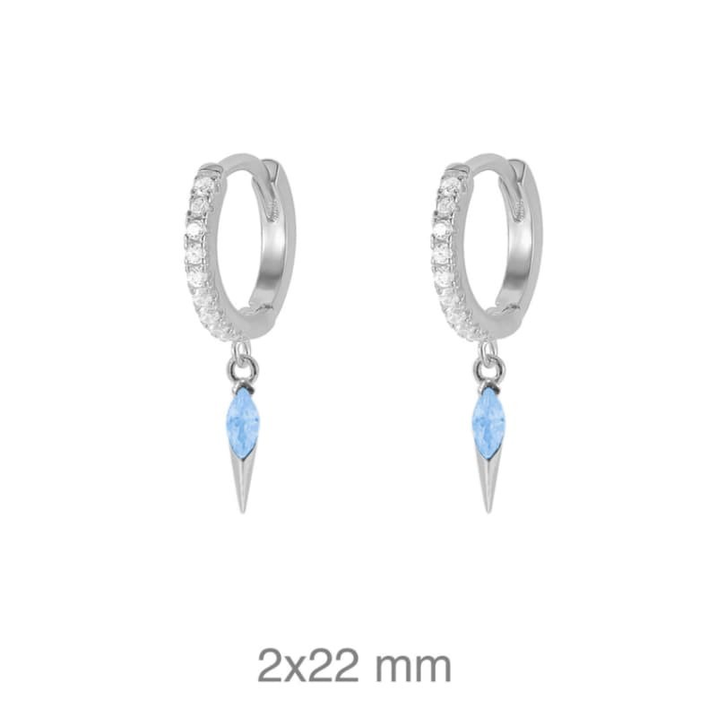 Pendientes Aros con Circonita Azul  Plata Ley