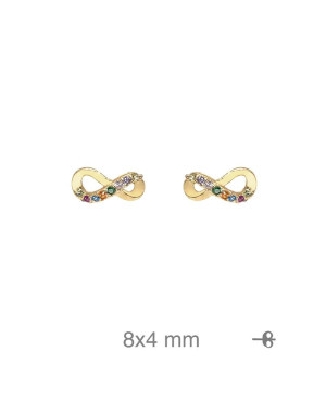 Pendientes Infinito con Circonitas de Colores en Plata Ley con Baño de Oro