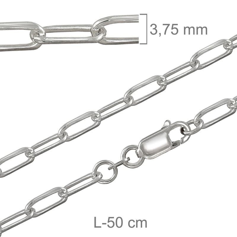 Cadena 50cm Plata Ley con Protección