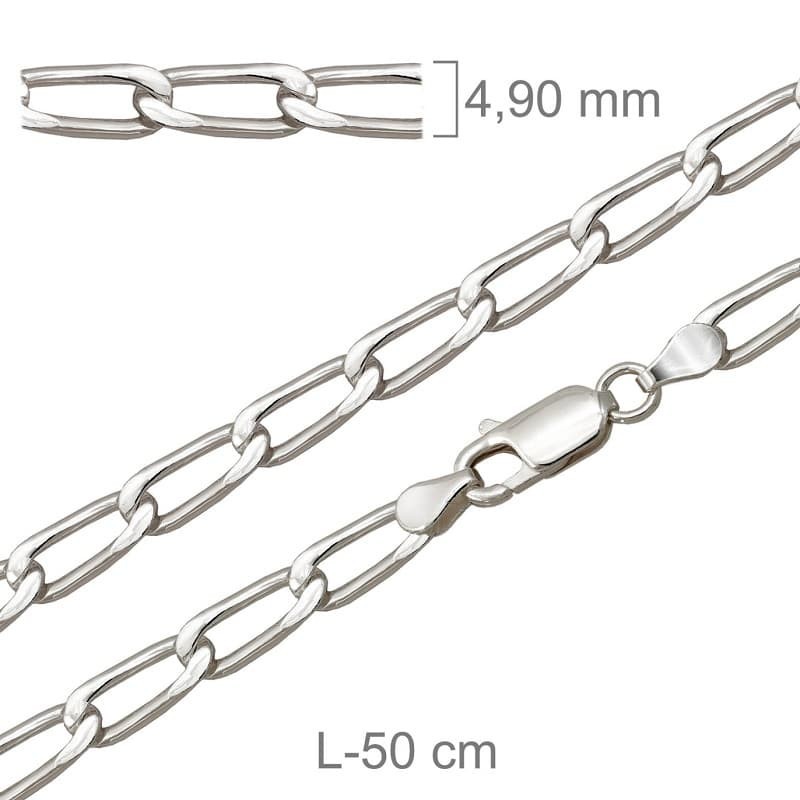 Cadena 50cm Plata Ley con Protección