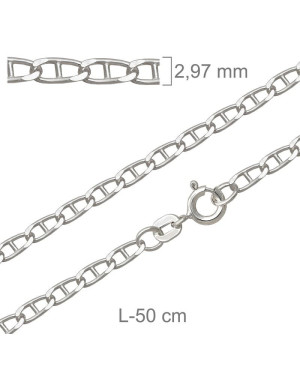 Cadena 50cm Plata Ley con Protección