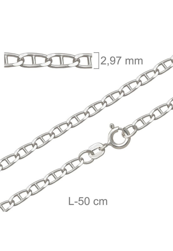 Cadena 50cm Plata Ley con Protección