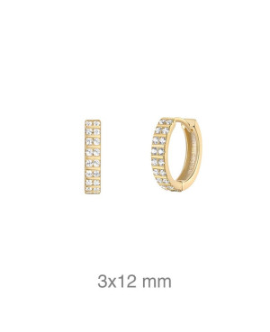 Pendientes Aros con Circonitas en Plata Ley Bañada en Oro