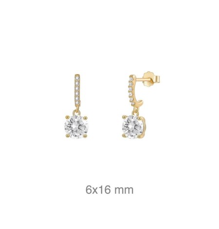 Pendientes con Circonitas en Plata Ley Bañada en Oro