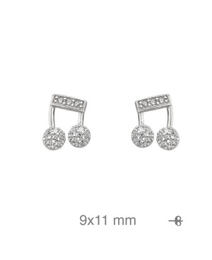 Pendientes Nota Musical con Circonitas en Plata Ley