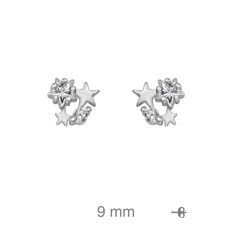Pendientes Estrellas con Circonitas en Plata Ley