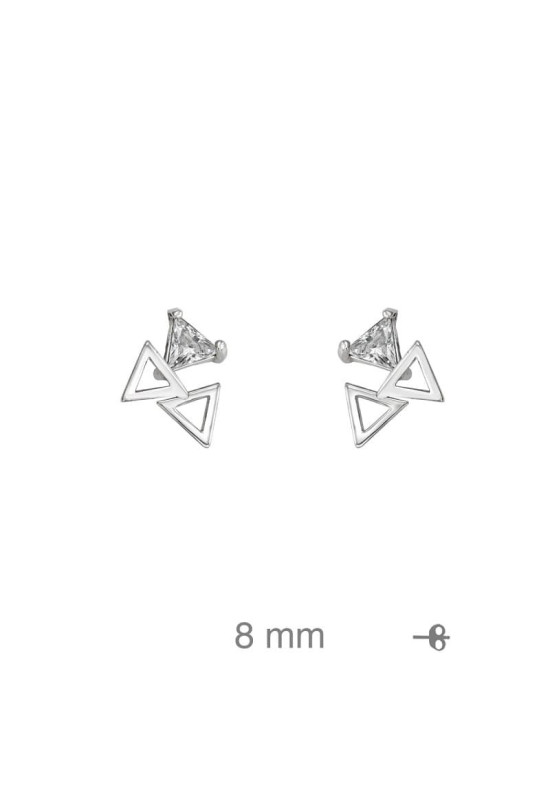 Pendientes Triángulos con Circonitas en Plata Ley
