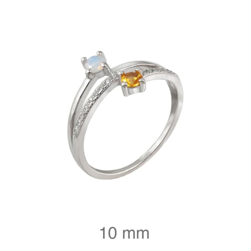 Anillo con Circonitas y Ámbar en Plata