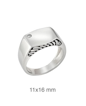 Sello con Circonita de Plata Ley