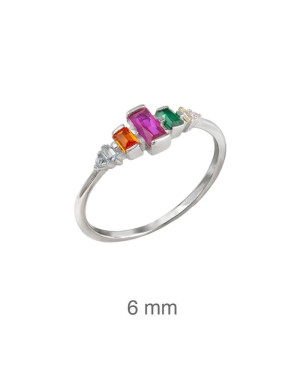 Anillo con Circonitas Multicolores en Plata Ley
