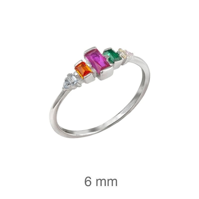 Anillo con Circonitas Multicolores en Plata Ley