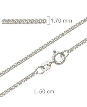 Cadena Barbada Lapidada de 50cm en Plata Ley con protección