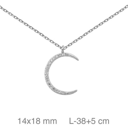 Collar Luna con Circonitas Plata Ley