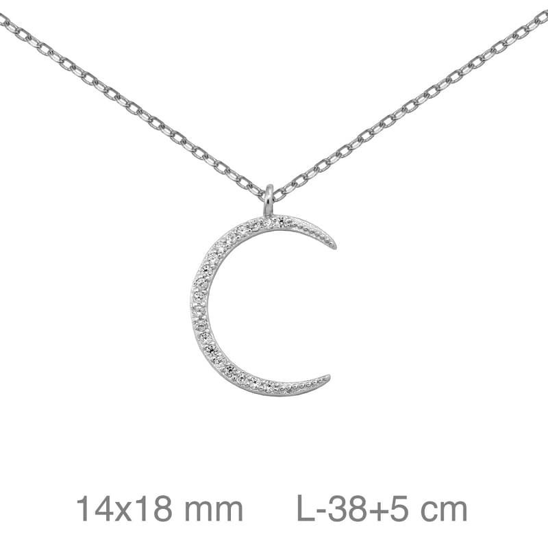 Collar Luna con Circonitas Plata Ley