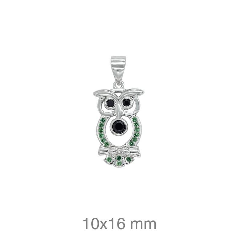 Colgante Búho con Circonitas en Plata de Ley