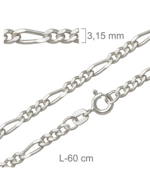Cadena Barbada de 60cm en Plata Ley con protección.