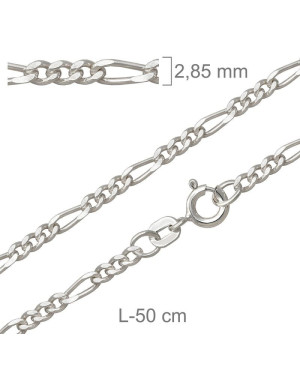 Cadena Barbada de 50cm en Plata Ley con protección.