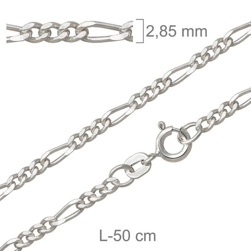 Cadena Barbada de 50cm en Plata Ley con protección.