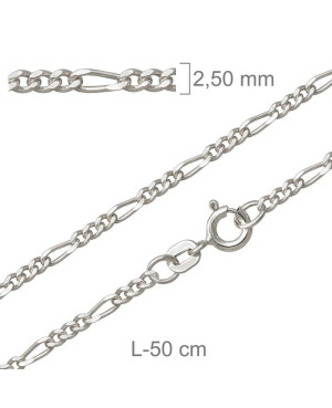 Cadena Barbada de 50cm en Plata Ley con protección.