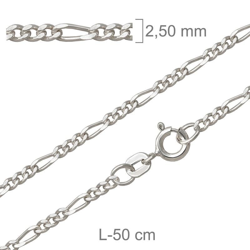 Cadena Barbada de 50cm en Plata Ley con protección.