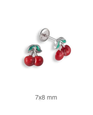 Pendientes Cerezas Rosca Plata Ley