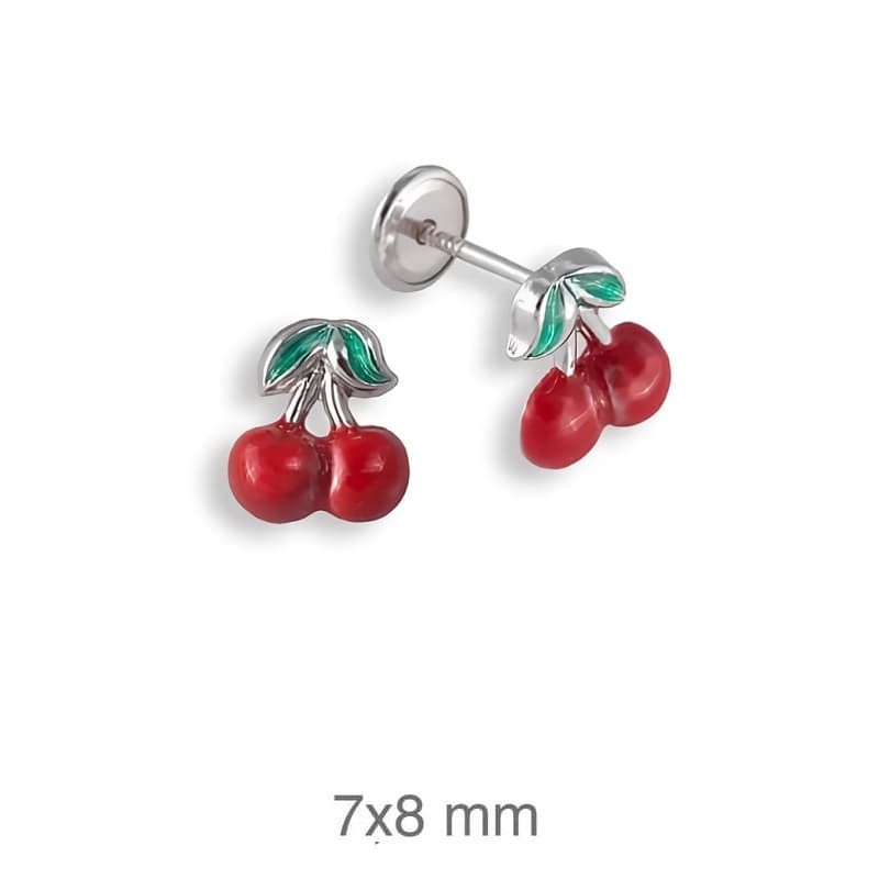 Pendientes Cerezas Rosca Plata Ley
