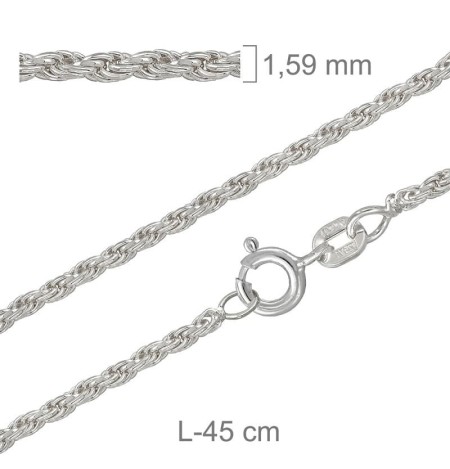 Cordoncillo 45cm Plata Ley con Protección