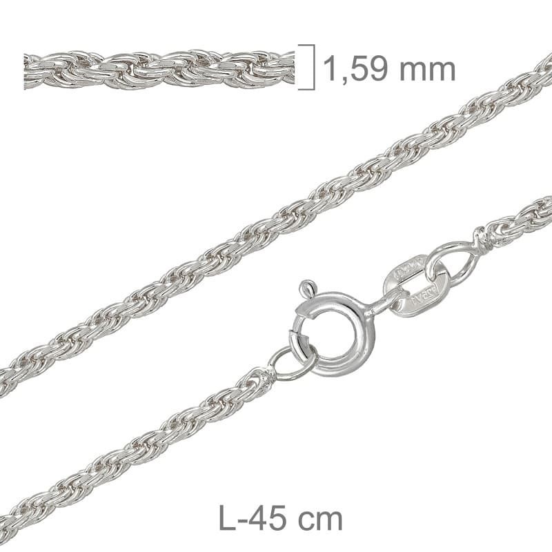 Cordoncillo 45cm Plata Ley con Protección