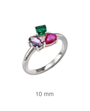 Anillo con Circonitas Multicolores en Plata Ley