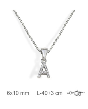 Collar Letra con Circonitas Plata Ley